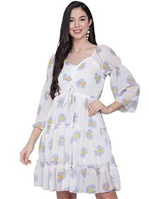 One piece dress for women funday fashion women fit and flare floral printed (a)