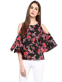 Top for women round neck printed tops (a)