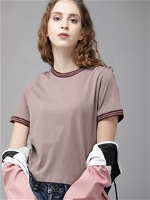 T- shirt for women meave ribbed neck cottom tshirt