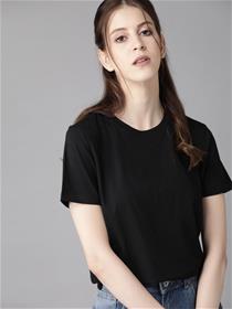 Tops for women solid round neck