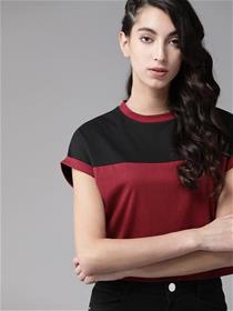 Tops for women colour round neck t-shirt
