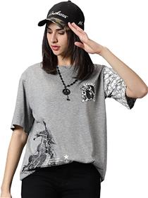 T-shirt for women cotton loose fit oversized  (a)